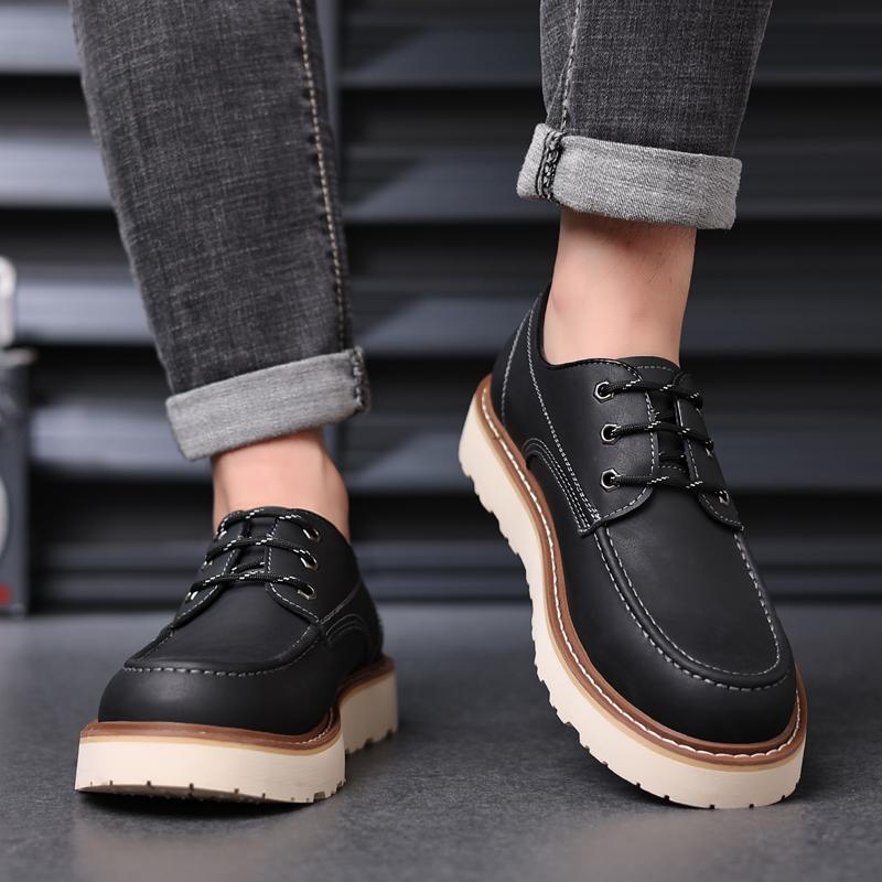 Casual High Quality Men's Shoes Lace Up Leather Casual Shoe Outdoor Comfortable Lined Fashion Shoes Men's Shoes