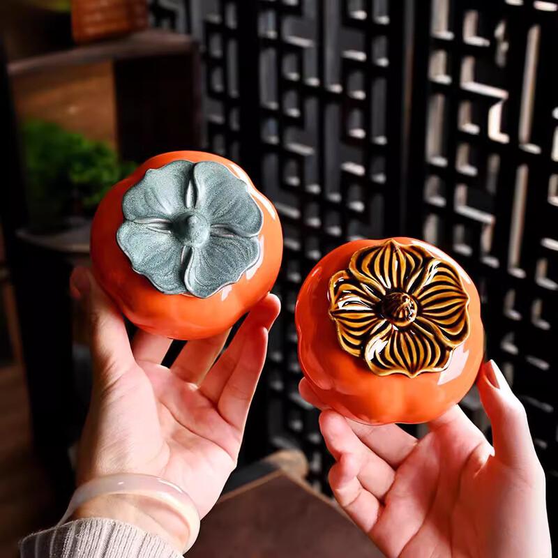 RenHong Creative Persimmon Ceramic Tea/Candy Jar