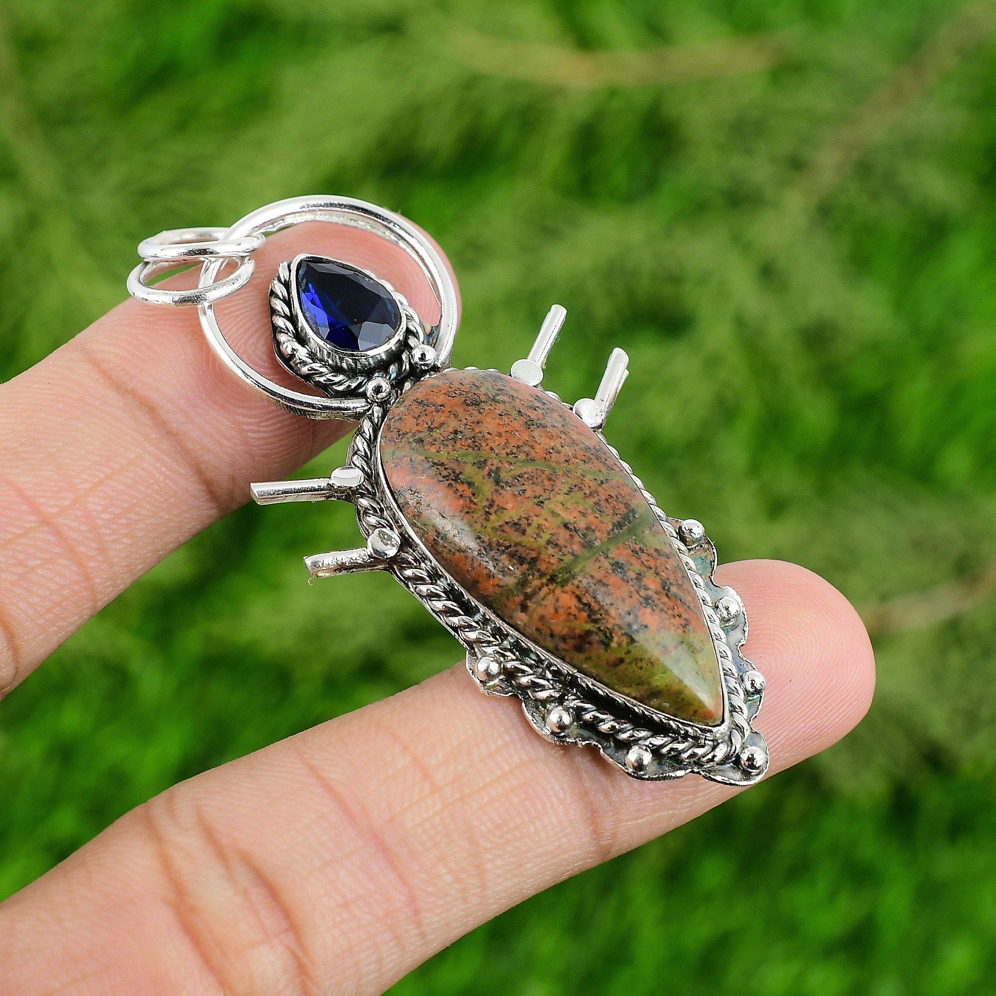 

Grass Garnet Stone Tanzanite Quartz 925 Sterling Silver Birthday Pendant Jewelry