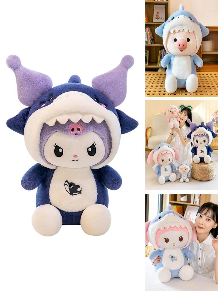 Niedliches Hai-Schwein Kinder Junge Mädchen Begleiter Geburtstagsgeschenk Plüsch Blau Rosa Paar Puppen 30cm