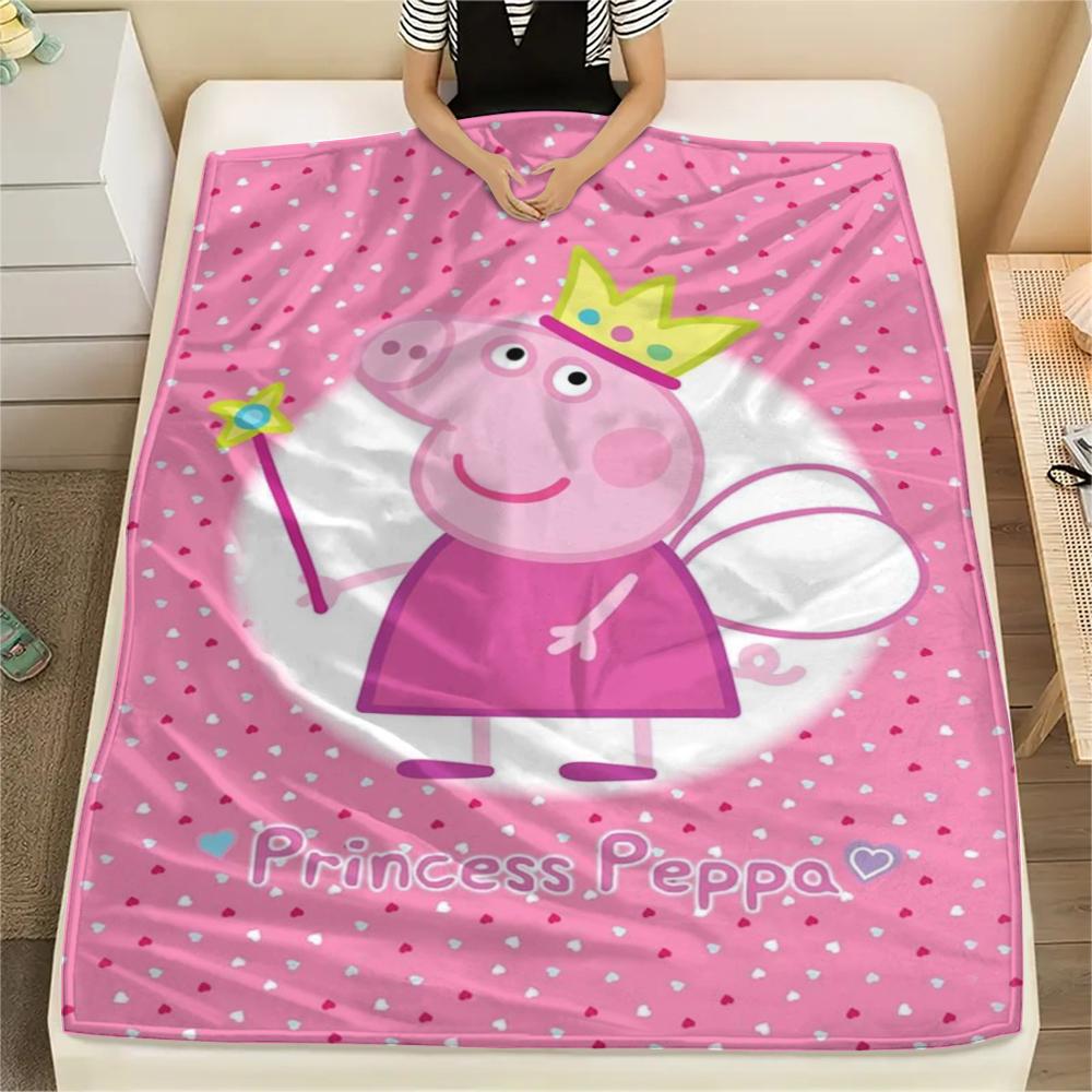 1Pc Pink Pig Cartoon Print Flannel Blanket, High quality Comfortable for All Seasons, Home Decor, Warmth and Comfort, Perfect for Gifts