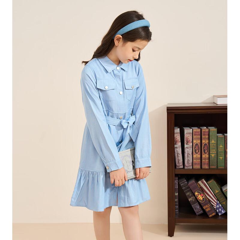 

Montagut Girl s High-Waisted Ruffle Long-Sleeved Princess Dress 140