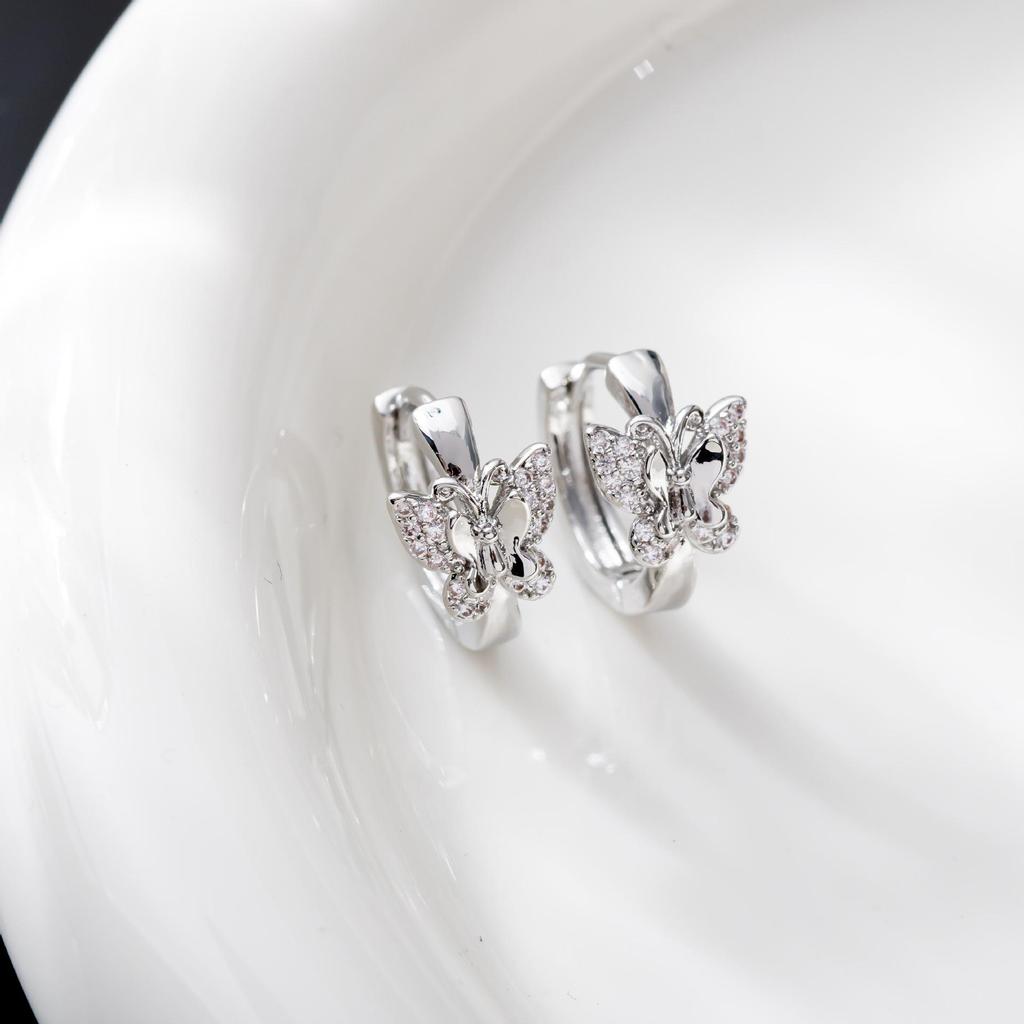 Korean Style Zircon Butterfly Earrings: Fairy Hollow Design for Women - Fresh, Fashionable, and Elegant Accessories.