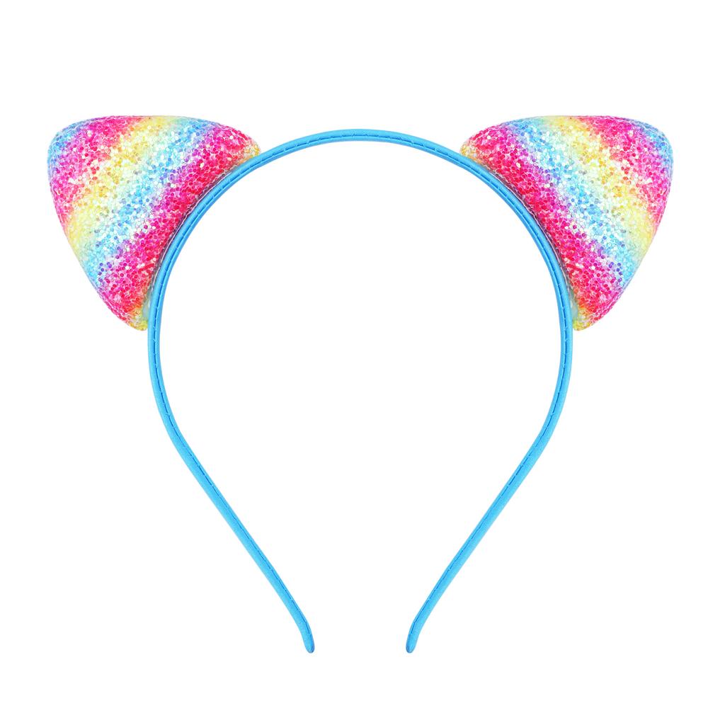 Glitter Cat Ears Headband Kitty Headband for Girls and Women Sparkly Hair Metal Hoop Shiny Hairbands Hair Accessories for Daily
