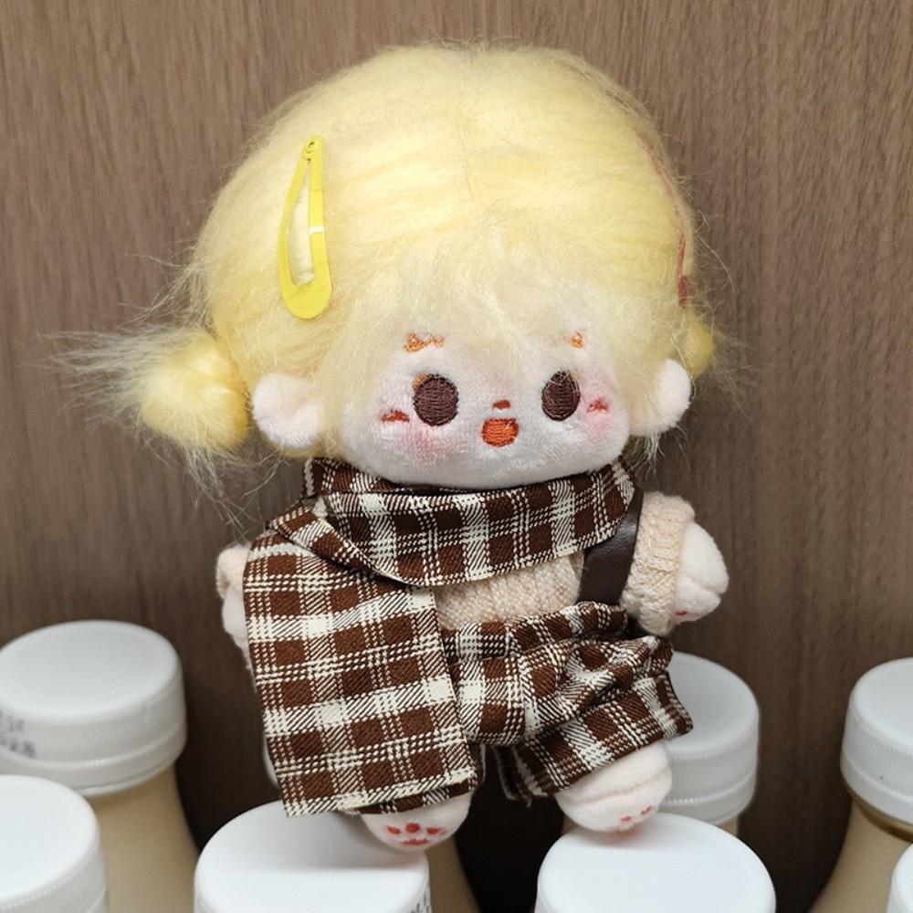1 Set Plaid Overall Doll Clothes Outfit Uniform Doll Dress Up Set  10cm Cotton Doll