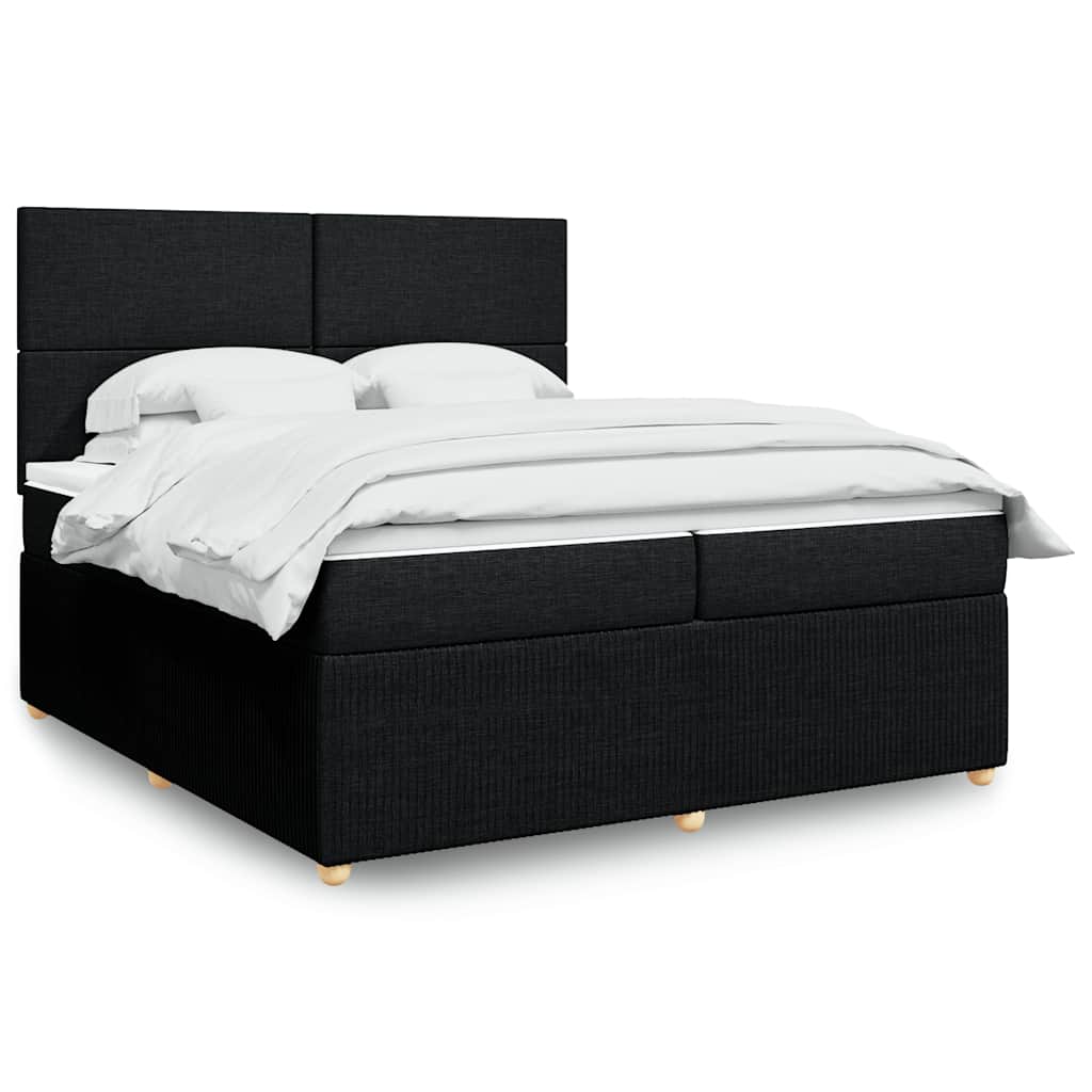 Box Spring Bed with Mattress Black 200 X 200 Cm Fabric