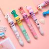 Cute 10-Color Cartoon Multifunctional Ballpoint Pen with Push-Button Bullet Tip for Students
