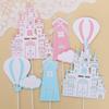 Blue & Gold Castle Windmill Hot Air Balloon Cloud Dessert Table Topper Set