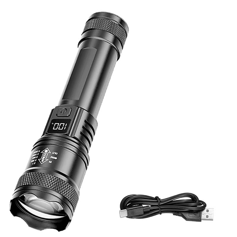 High Strong Power Led Flashlights 2000LM Tactical Torch with Display Light USB Charging Camping Fishing Emergency Zoom Lantern