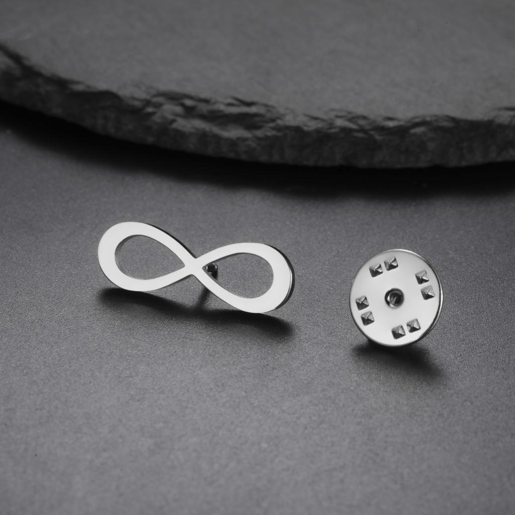 Infinity Symbol Pin Brooch Stainless Steel Gold Minimalist Clothing Lapel Badge Accessories Birthday Gift