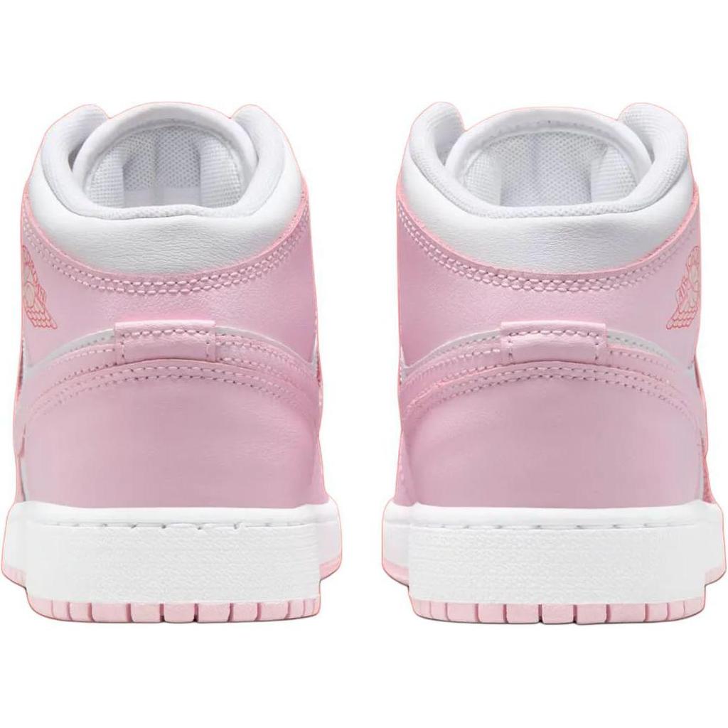 Air Jordan 1 Mid GS Valentine's Day Pink Foam Fire Red White Kids' Shoes DQ8423-608
