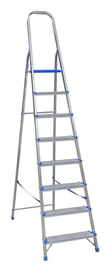 Free-Standing Aluminum Ladder 250 Cm 7 Steps + Platform - Dr1107