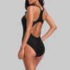 CHARMLEAKS Women One Piece Sports Swimwear Watercolor Sports Swimsuit Cutout Swimsuits Sexy Monokini