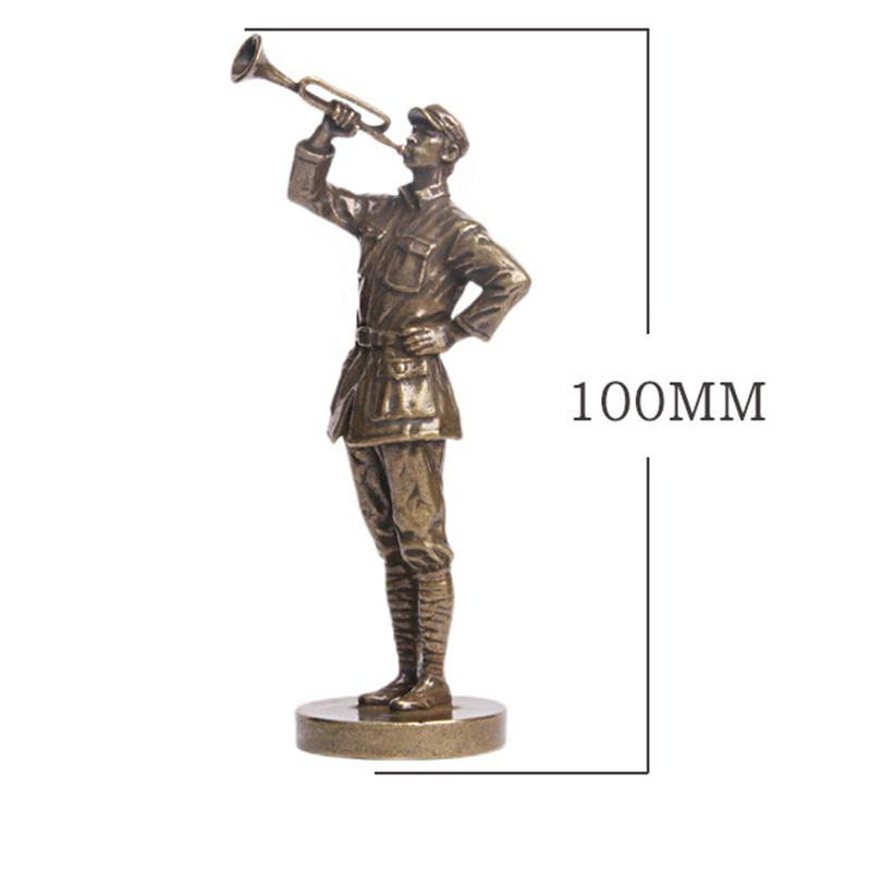 Pure Brass Long March Red Army Soldier Statue Home Decoration Crafts Trumpeter Commemorative Theme Character Sculpture Ornaments