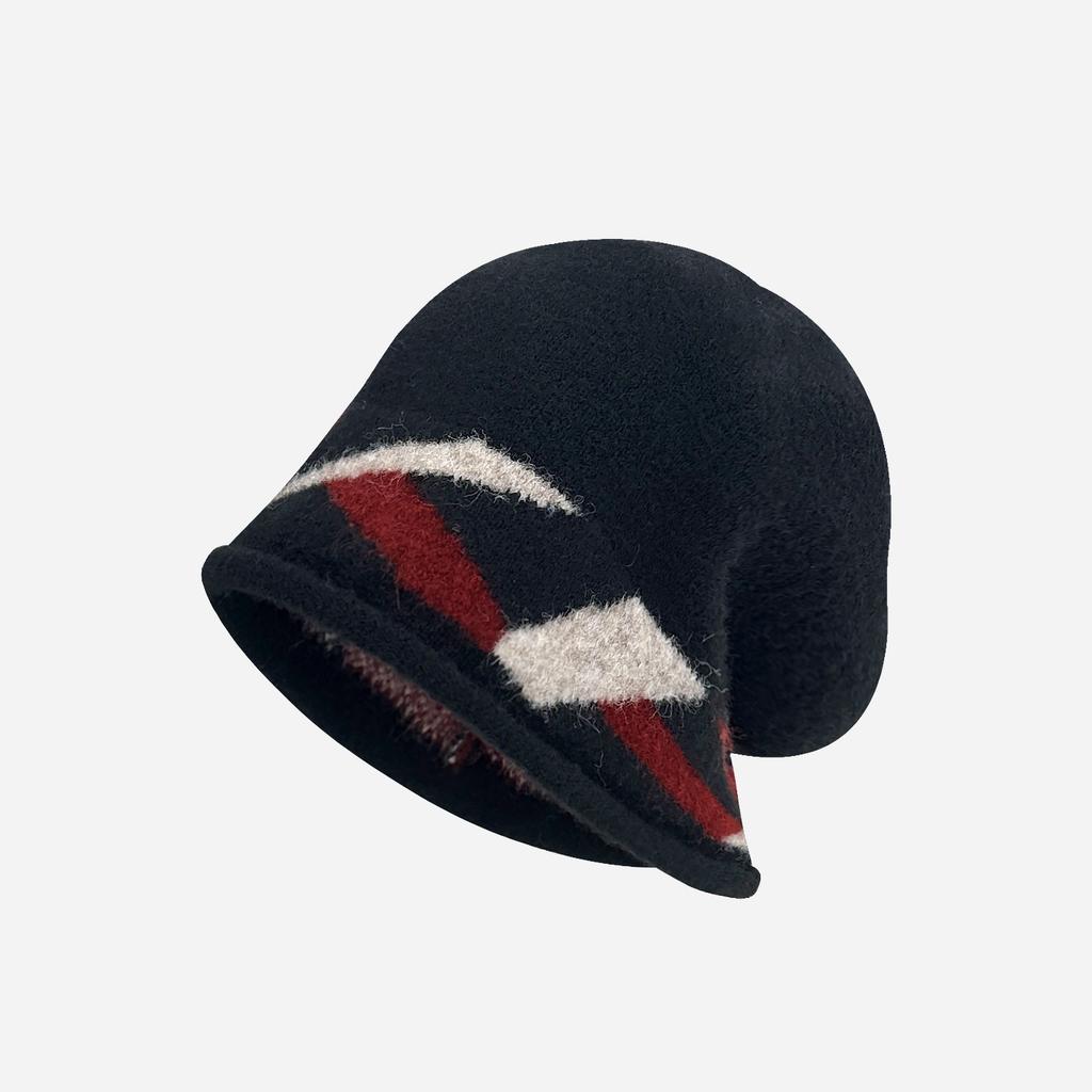 Fair Island Wind Curling Heap Hat Female Autumn and Winter Retro Face Small Cold Hat Lazy Wind Warm Bag Head Wool Hat