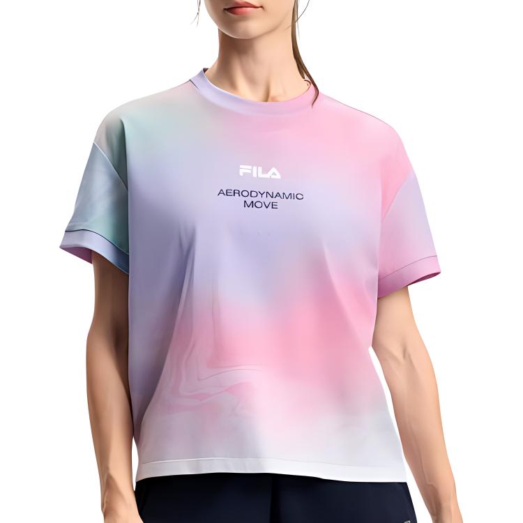 Fila Fitness Loose Round Neck Knitted Short Sleeve T-Shirt Women Tops A11W431106F-ZA