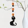 Halloween Wooden Beads Garland Hanging Pumpkin Ghost Bead with Cat Spider Witch Ornaments for Halloween Indoor Outdoor Tree Decor