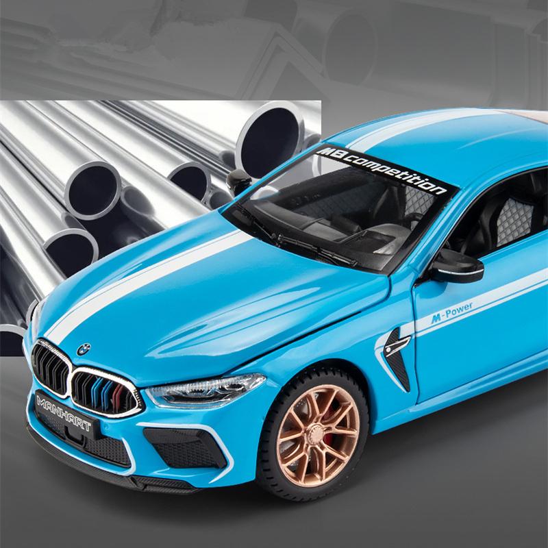 1:24 M8 MH8 800 Manhart Alloy Sports Car Modelo Diecasts Metal Toy Vehicles Modelo de carro Simulação de som e luz Brinquedos Presentes