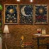 3pcs/set Retro Crescent Moon Sun Plant Canvas Print Beautiful Floral Celestial Theme Landscape Wall Art Poster Modern Home Decor