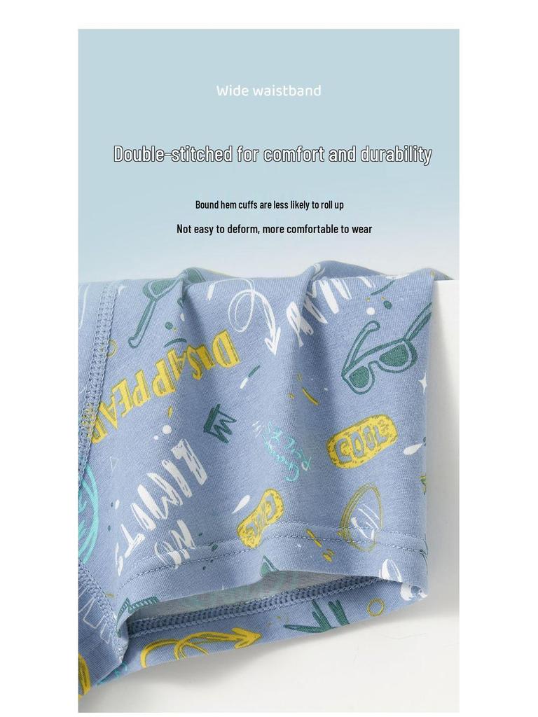 A-Class Pure Cotton Boys' Boxer Briefs - Antibacterial, Breathable Underwear for Teens and Students
