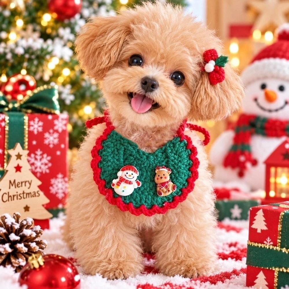 Santa Badge Pet Santa Scarf Crochet Pattern .Knit Kitten Bandana Christmas Cat Bib Cat Lovers
