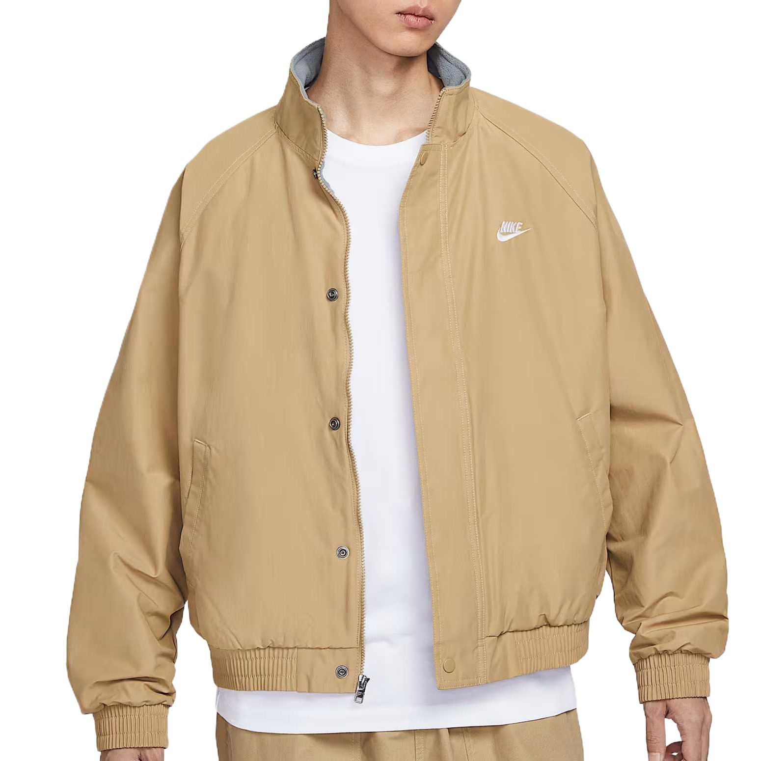 Nike Club Jackets Men s Apricot Tea Brown/White Stand Collar Fleece Lined Other FZ0657-297 XXL