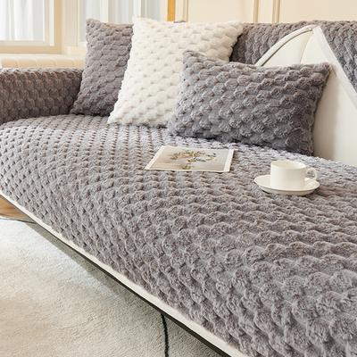 Cuscino per divano invernale in peluche, spesso, caldo, antiscivolo, copridivano universale, tutto compreso, asciugamano per divano, copertura completa in tessuto