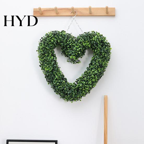 Artificial Hanging Plants Heart Wreath Fake Green Plant Decor for Wall Door Natural Look Garland Window Indoor Outdoor Use No Care Required Realistic