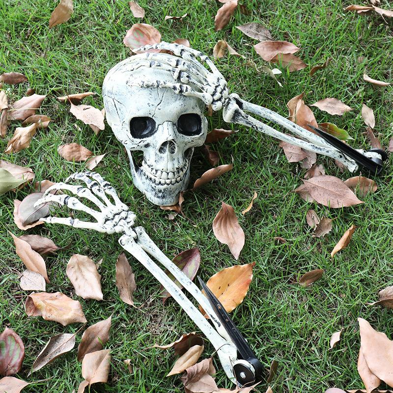 1pc Halloween Skull Man Props Realistic Skull Garden Pile Outdoor Decoration for Horror Party, Halloween Decorations