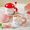 Girl's heart cartoon cute mushroom ceramic cup with lid souvenir high value creative ceramic mug coffee cup