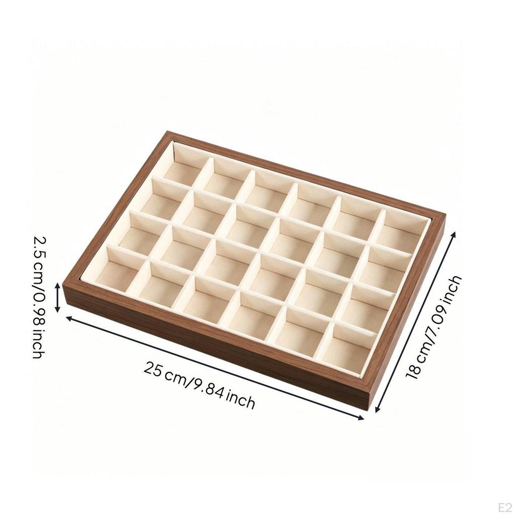 Vassoio Portagioie in Noce Vetrina Espositore in Legno Organizer per Orecchini da Donna, Comodino