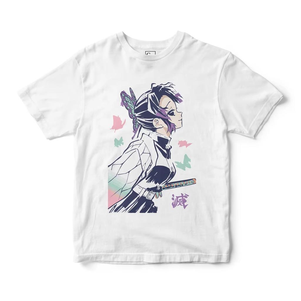 Women Anime Demon Slayer Kanae Kocho T Shirt Pink Cotton Casual Daily Wear Soft Graphic Otaku Home