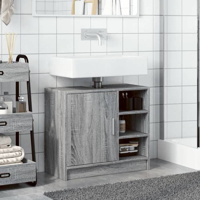 VidaXL Sink Cabinet Sonoma Grey 63x29x55 Cm Engineered Wood, Bathroom Cabinet, Storage Cabinet Room 848134