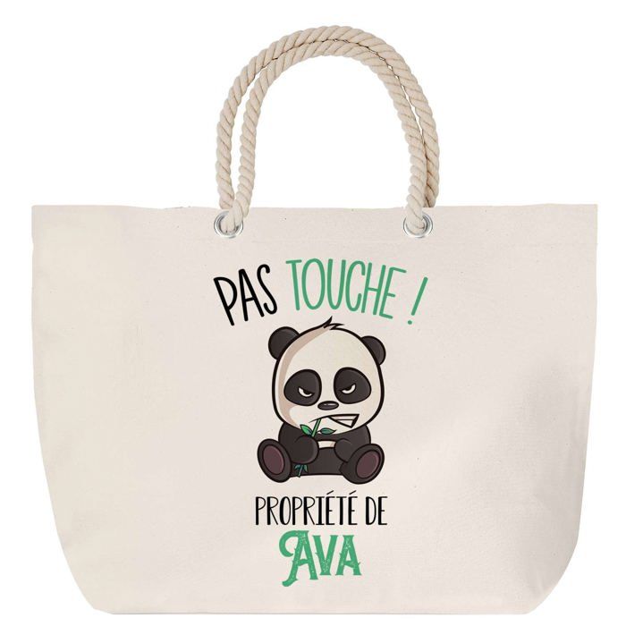 Sac de plage anse corde Ava Pas Touche Panda Cadeau Anniversaire Noël | Grand Sac de Transport & Sport
