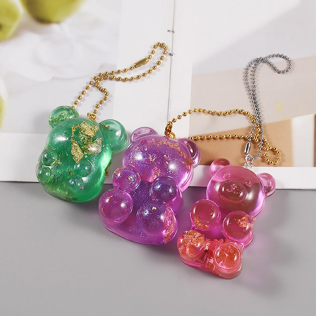 Semi-dimensional Bear Silicone Mold DIY Handmade Keychain Pendant Ornaments Crystal Epoxy Resin Molds Jewelry Crafting