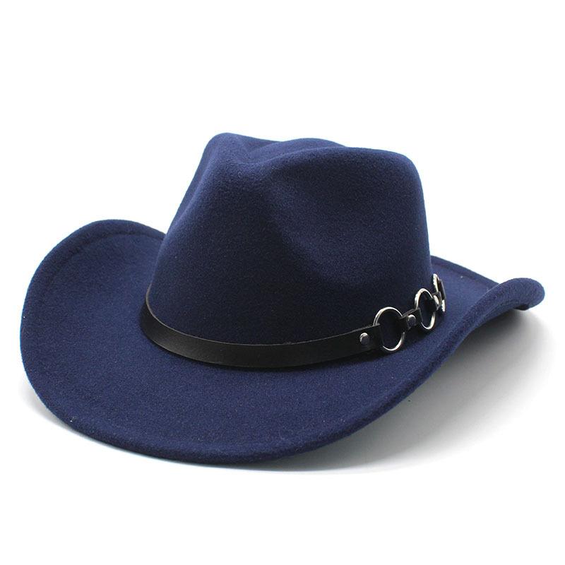 Men And Women Woolen Top Hat Western Cowboy Gentleman Jazz Concave Top Felt Hat