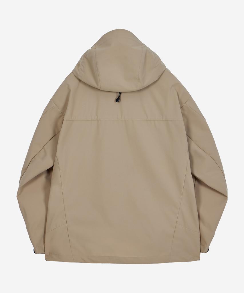 Kalapatthar 3Layer Offset Zip Pocket Hooded Jacket - Beige