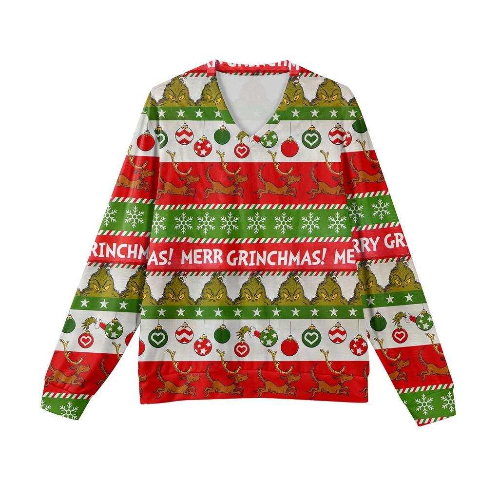 Men's V-neck Long Sleeve Ribbed Knit Pullover