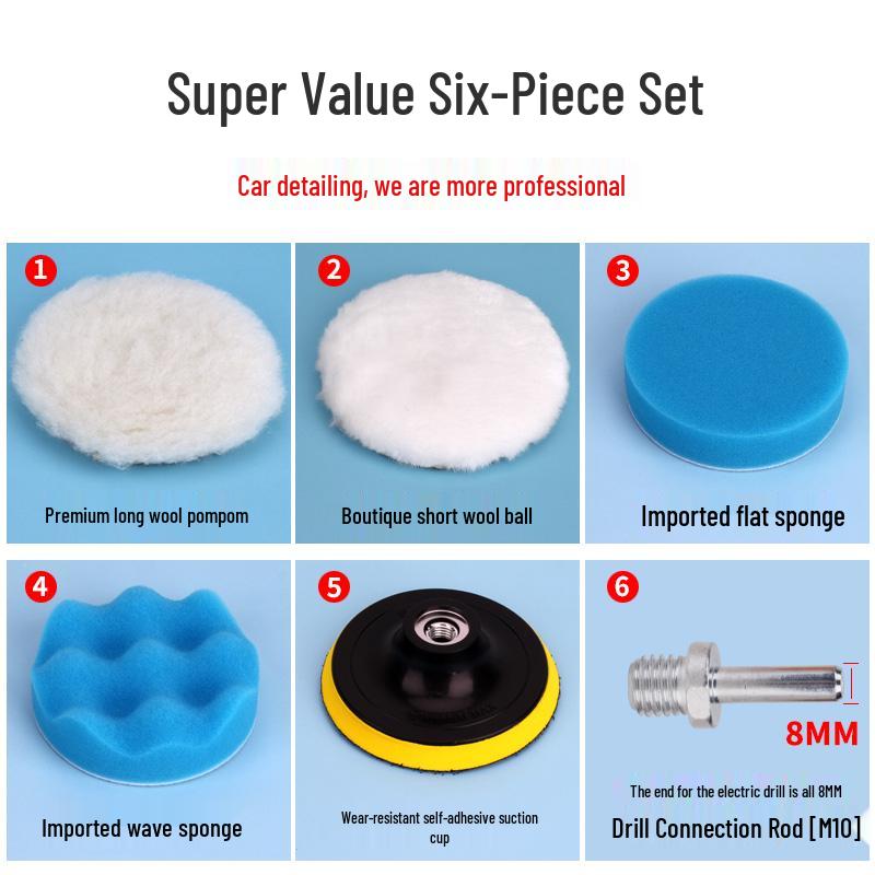 Self-Adhesive Car Wax & Polish Wheels: 3-7 Inch Wool & Sponge Discs for Polishing and Waxing