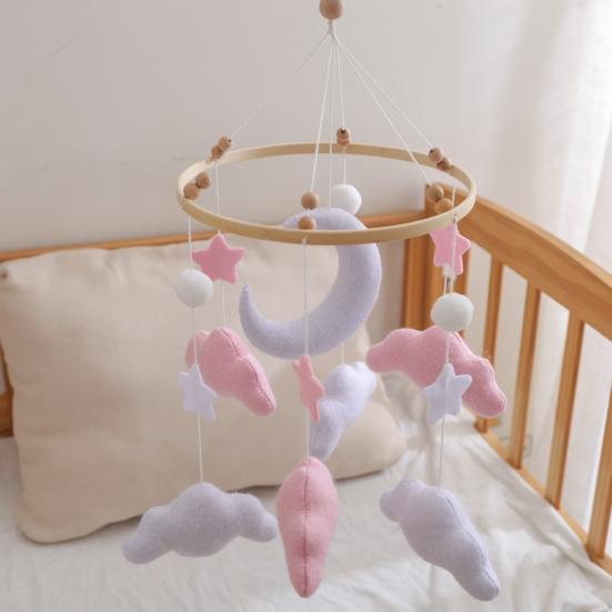 Baby Cloud Mobile for Crib Handmade Felt Nursery Decor with Stars Moon Soft Stroller Hanging Toy Gift for Boys Girls