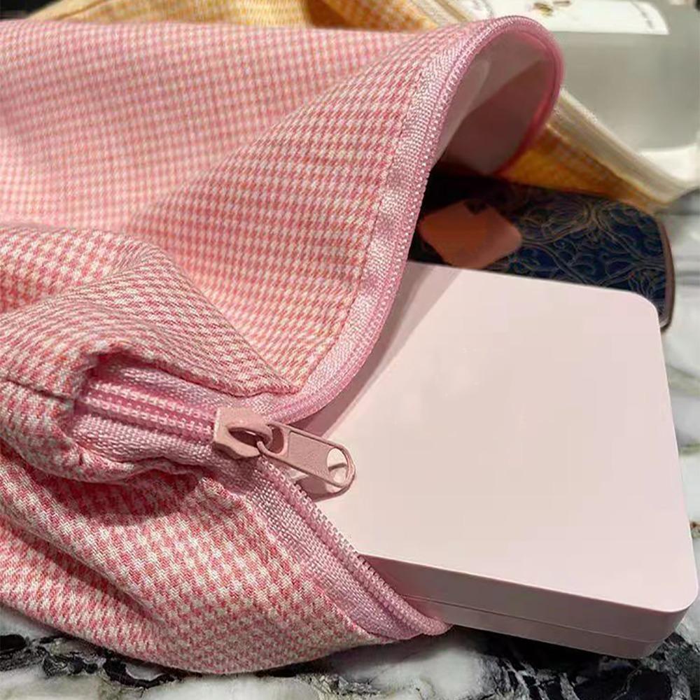 

Checkered Cotton Cosmetic Bag Large Capacity Checkered Makeup Bag Pink/Blue/Yellow Toiletries Bag Women розовый