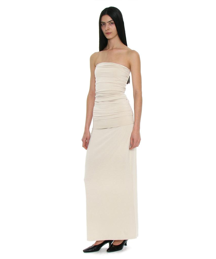 Partimento Woman Pwc Folding Waist Jersey Maxi Skirt_Ivory