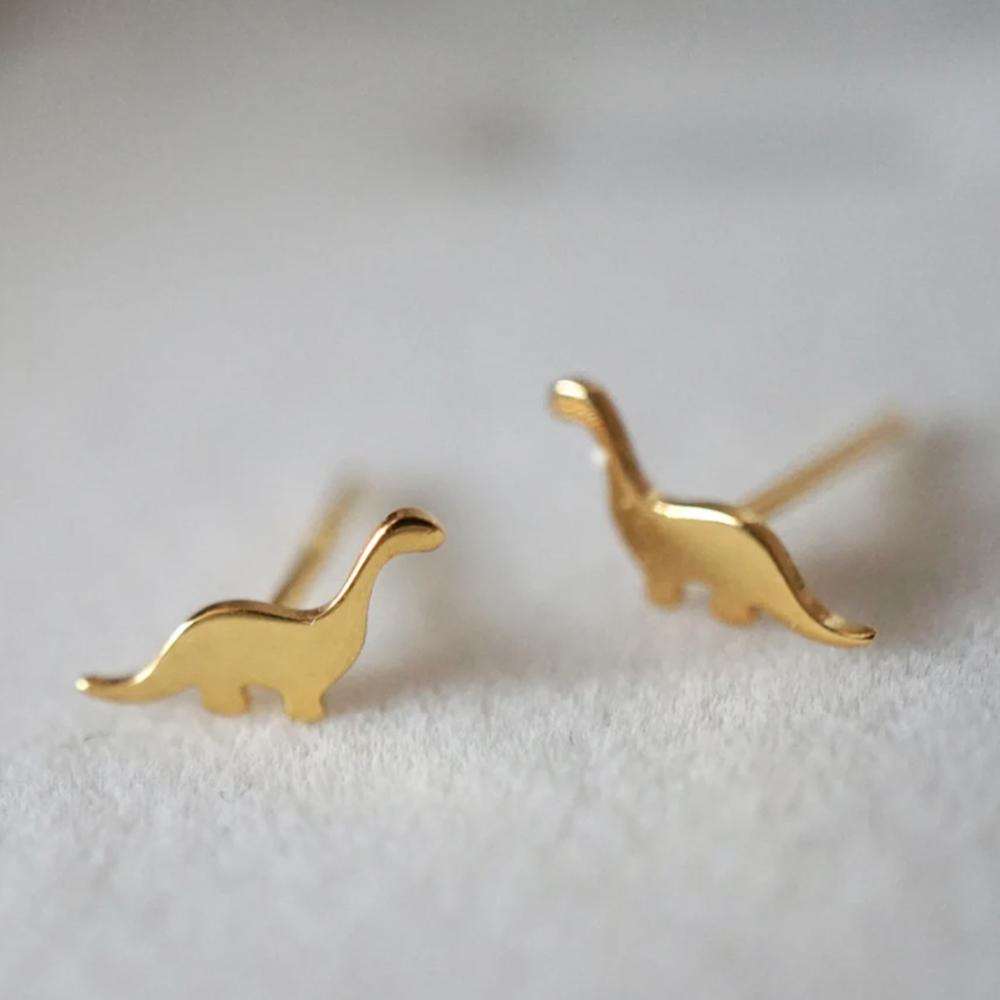 Ancient Animal Dinosaur Shape Stud Earrings Simple Metal Style Ear Piercing Accessories for Women/Men Couple Love Jewelry