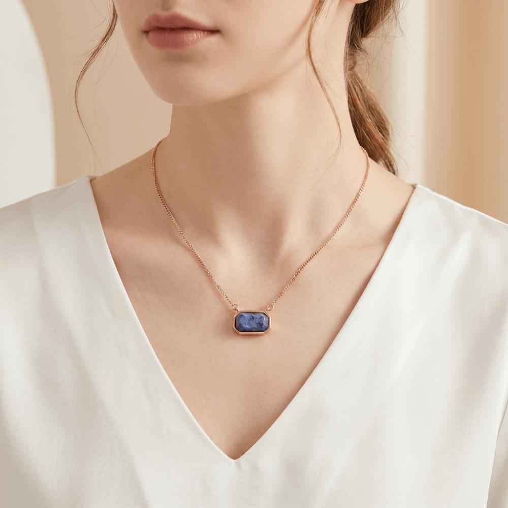 Handmade Semi Stone Choker Natural Stone Square Pendant Fashion Raw Gemstone Necklace Yoga