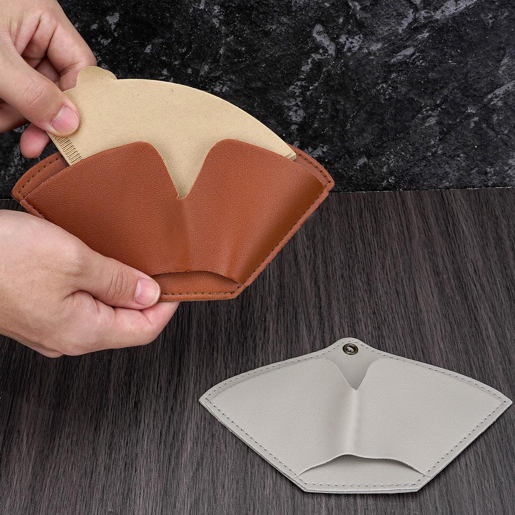 HannaFires 2-Pack Leather Coffee Filter Paper Holder – Storage Sleeves, Fits #1, #2, #4, and V60 Filters, Convenient and Organized Barista Essential