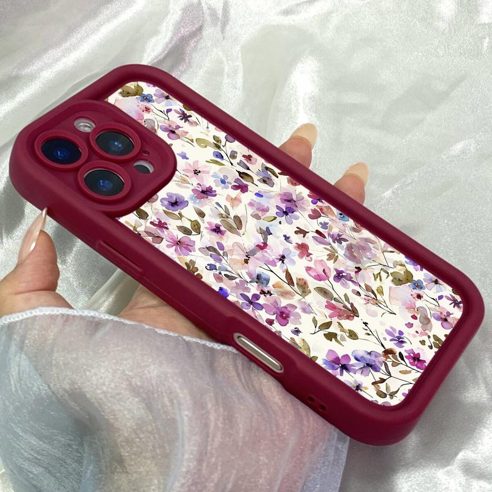 JT574 Disegni di Fiori Selvatici Fiori Viola per iPhone 17 16 15 14 Pro Max Samsung S26 S25 Ultra A17 A07 A56 A16 A15 Xiaomi 15T Redmi 15c 14C Custodia Morbida