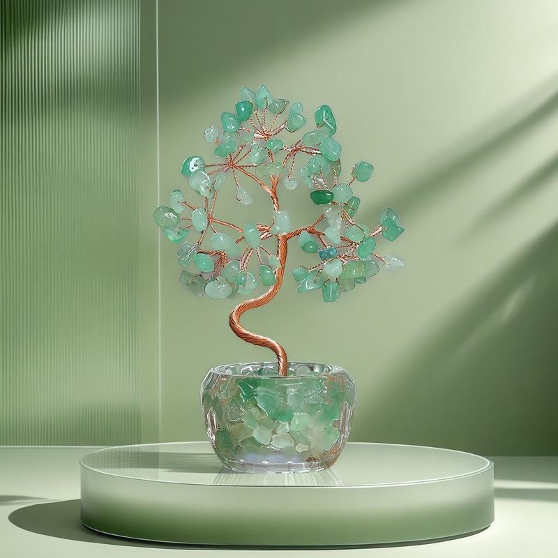 Natural Crystal Wealth Tree Ornament for Entrance or Desktop