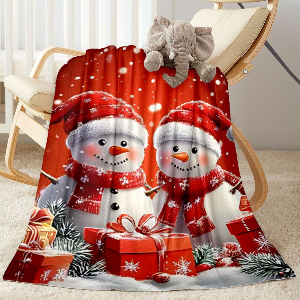

Christmas Snowman And Bear Flannel Blanket,Lightweight,Office Blanket,Sofa Blanket,Comfortable Blanket 80cmx120cm