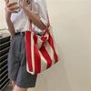 Stylish Urban Stripe Canvas Tote Bag Large Capacity Summer Shoulder Bag For Women 2022