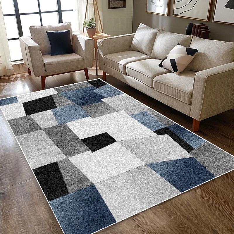 Modern Blue White Carpet Living Room Simple Style Decoration Home Sofa Area Washable Rug Bedroom Bedside Non-slip Plush Foot Mat